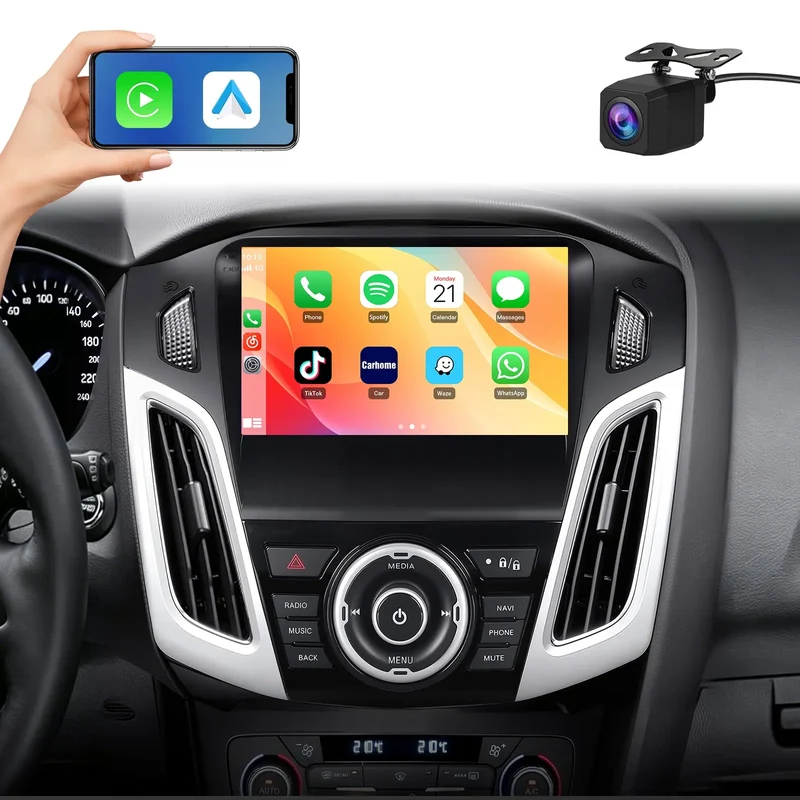 AWESAFE Car Radio with Wireless CarPlay & Android Auto for Ford Focus - Inch Touch Screen Androi 2012-2017