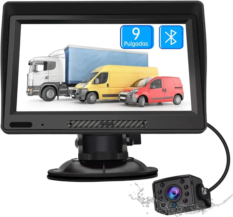 AWESAFE GPS para Camiones y Coches Bluetooth y Cámara Trasera Pantalla LCD 9 Pulgadas Actualizaciones Europa de por Vida