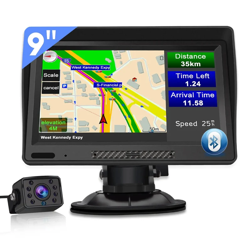 AWESAFE 9 Zoll Navigationsgerät mit Bluetooth und Rückfahrkamera, 2025 Europa Karten, GPS Navigation für PKW KFZ LKW