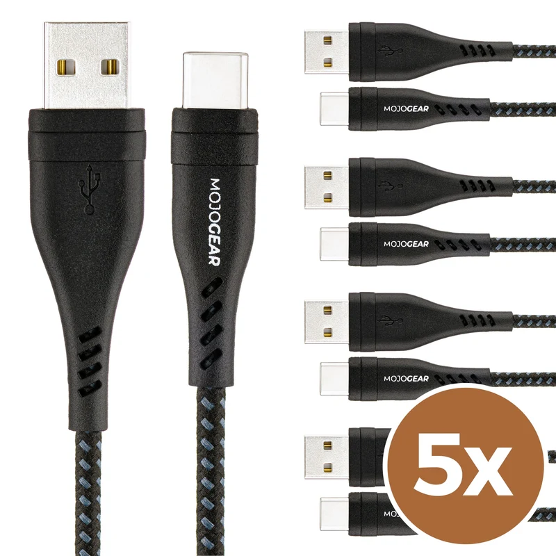 5x MOJOGEAR USB-C auf USB-Kabel Extra Stark [VORTEILSPACK]