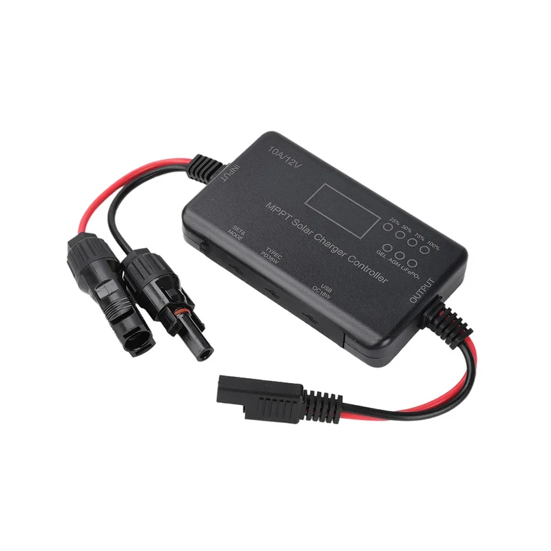 12V 10A MPPT Solar Panel Charge Controller With Type-C And USB Output Designed For AGM Lifepo Batteries