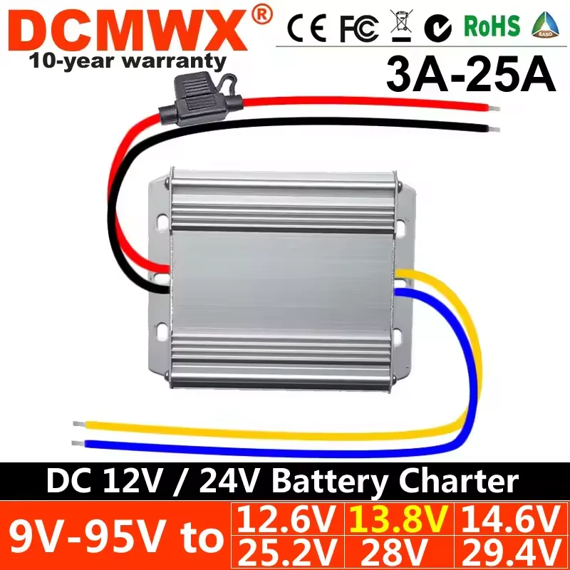 DC-DC Battery Charger 9V12v24v36V48V to 12.6v 13.8v 14.6v 25.2V 29.4V 28V step-up step-down Converter automatic boost buck CC CV