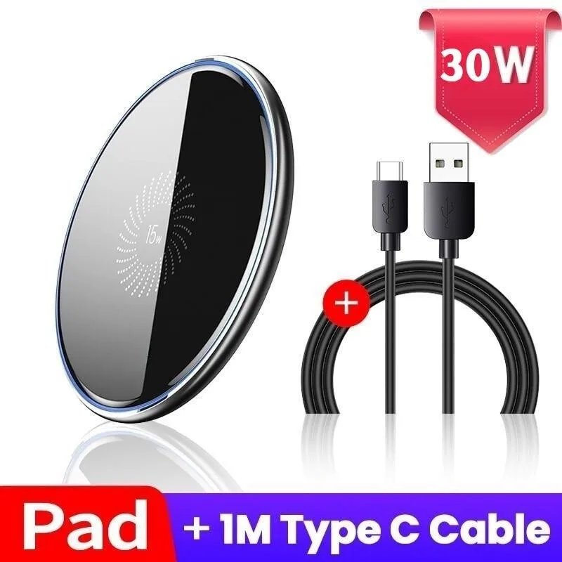 30W Wireless Charger Pad For iPhone 15 14 13 12 11 Pro XS X XR 8 Samsung S23 S22 S21 Xiaomi Phone Chargers Fast Charging Station