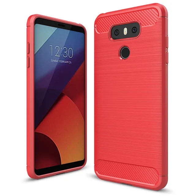 HereCase Phone Case For LG G6 Carbon Fiber Brushed Wire Drawing Silicone Cover For LG G 6 LGG6 5.7 inch Mobile Phone Shell
