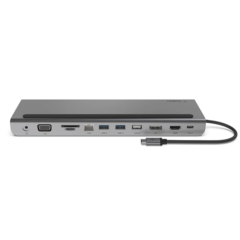 Belkin USB Hub for Laptop 11-in-1, USB C Hub – Multi Port Docking Station with 4K HDMI, DP, VGA, 100W USB-C PD, USB Hub 3.0, Gigabit Ethernet, SD/MicroSD, Audio | Type C Hub for MacBook Pro, Air, XPS