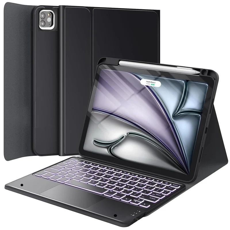 typecase Keyboard case for iPad Air 11 (M4/M3/M2, 2026/2025/2024), Air 5th/4th & Pro 11(4th/3rd/2nd/1st) with Trackpad & 7-Colors Backlit, Magnetic Detachable Wireless Bluetooth, Pen Holder-Black'26