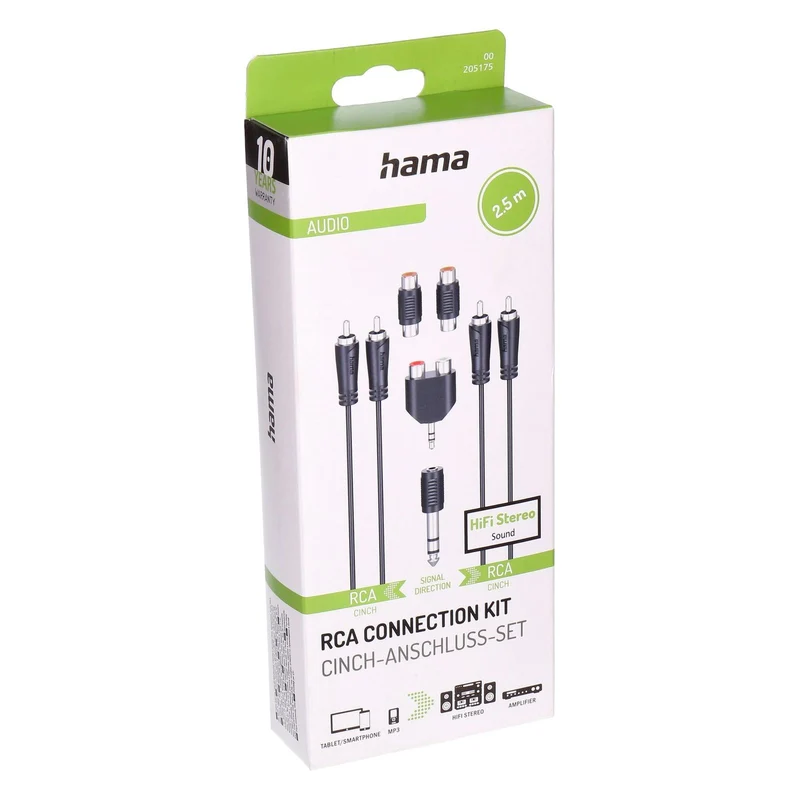 Hama 00205175 Audio-Kabel 2,5 m 2 x RCA Schwarz