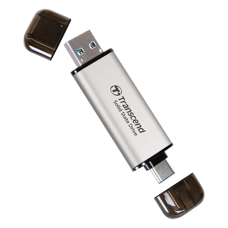 Transcend 1TB External Portable SSD, ESD310S, USB 10Gbps, Type C/A, R-Up to 1,050 MB/s, Smallest SSD, Silver (TS1TESD310S) (BRAND NEW/SEALED)
