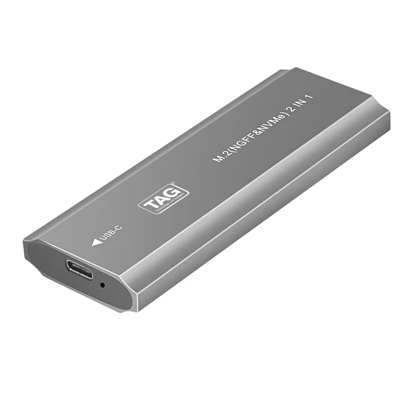 TAG NVMe M.2 SSD Casing/Enclosure USB-3.1 Gen2 Type-C 10Gbps | NGFF/NVMe Support | Portable SSD External Metal Body Enclosure | Plug and Play | Up to 4TB for Windows/Mac/Linux/Android (Grey)