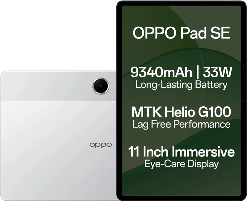 OPPO Pad SE with SUPERVOOC Charger 10.95 inch with Wi-Fi Only Gaming Tablet OPPO Pad SE with SUPERVOOC Charger 4 GB RAM 128 GB ROM 10.95 inch with Wi-Fi Only Gaming MediaTek Helio G100 Tablet