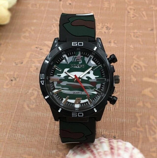 Fashion Sports Outdoor Men's Women's Digital Watch Military Men's Silicone Camouflage Plastic Strap Quartz Wrist Bracelet Clock