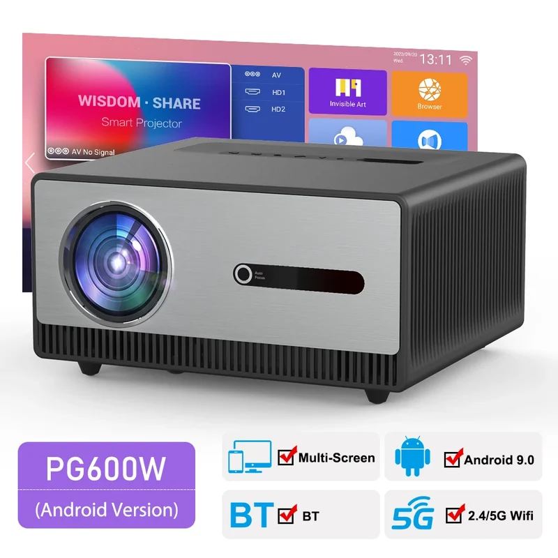 PROGAGA Full HD 1080P Projetor 4k PG600W Android WiFi Auto Focus PG600 Portable Projector PK DLP Home Theater Outdoor Movie Beam