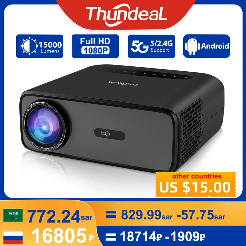 ThundeaL Full HD Projector TD97 Pro 1080P 2K 4K Video Portable Projector WiFi 6 Android Home Theater TD97Pro 3D Smart Proyector