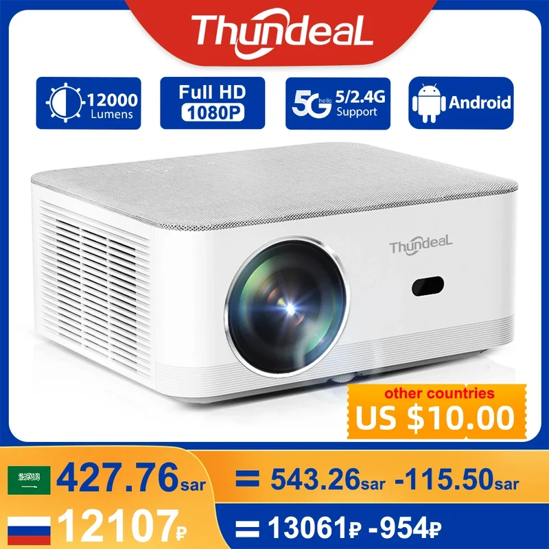 ThundeaL Portable Mini Projector TD92 Pro FHD 1080P Full HD Beam 4K Video WiFi Android Projector TD92Pro 3D Movie Home Theater