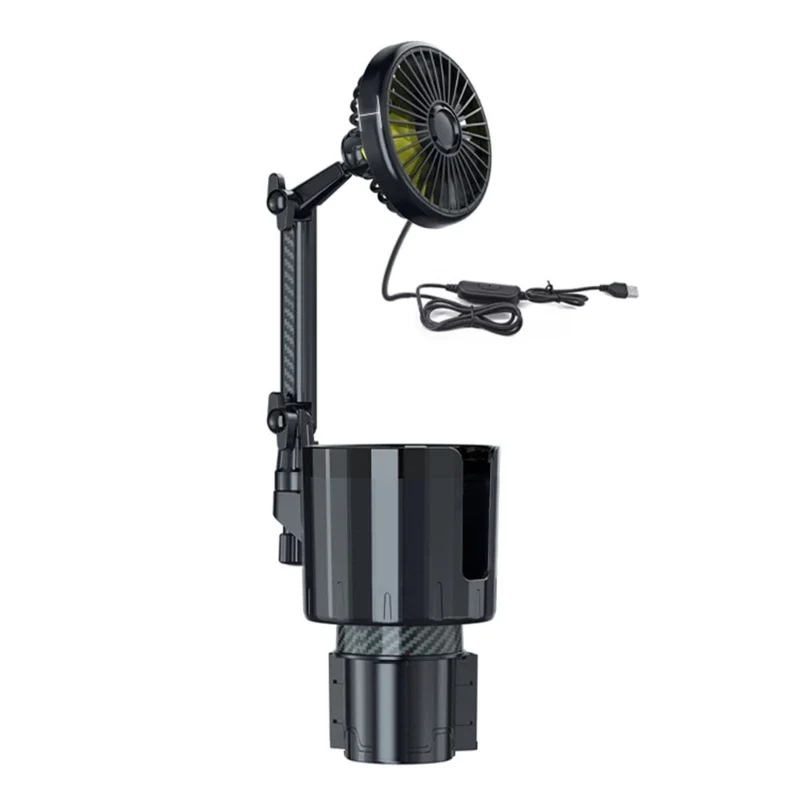 Car Cup Holder USB Car Fan 2 in 1 Adjust Speed 360 Degree Rotating Fan for Refreshing Air