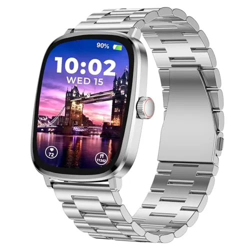 beatXP Unbound Era 2.01" Super AMOLED Display Bluetooth Calling Smart Watch, Metal Body, Rotary Crown, 410 * 502px, 1000 Nits, 60Hz Refresh Rate, 100+ Sports Modes (Silver Metal)