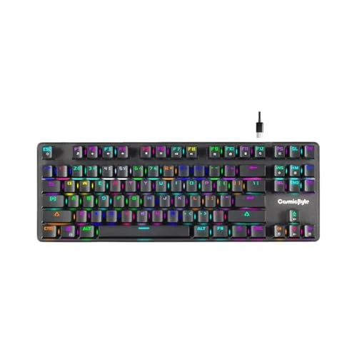 Cosmic Byte CB-GK-16 Firefly TKL Mechanical Gaming Keyboard | Per-Key RGB | 3 PIN Swappable Outemu Blue Switches | Upgraded with Detachable USB-C Port | Macro & Software Support (Black)