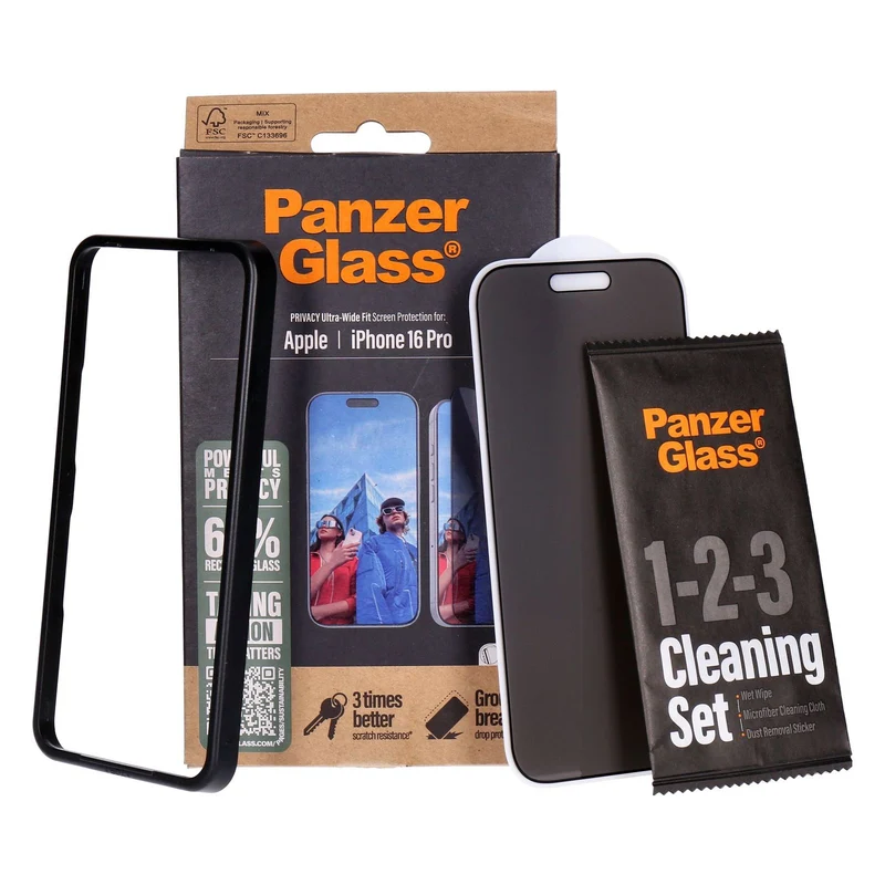 PanzerGlass Privacy Ultra-Wide Fit Displayschutz für Apple iPhone 16 Pro