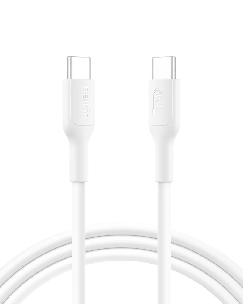 Belkin Apple Certified USB-C to USB-C Cable 2M, 60W - Soft, Flexible Fast Charging Cable, Type C Charging Cable for iPhone 17, Air, Pro, Pro Max, Galaxy S25, Pixel 9, MacBook, iPad Pro | White
