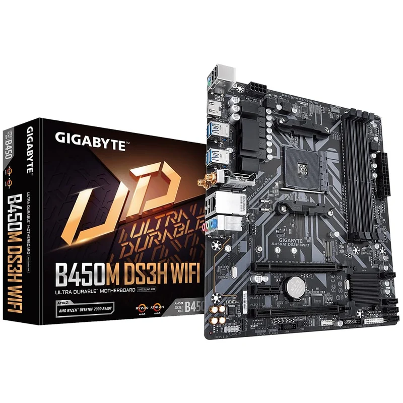 Gigabyte B450M DS3H WiFi (AM4/ AMD B450/ SATA 6GB/s/USB 3.1/ HDMI/WiFi/Bluetooth/AMD Motherboard)