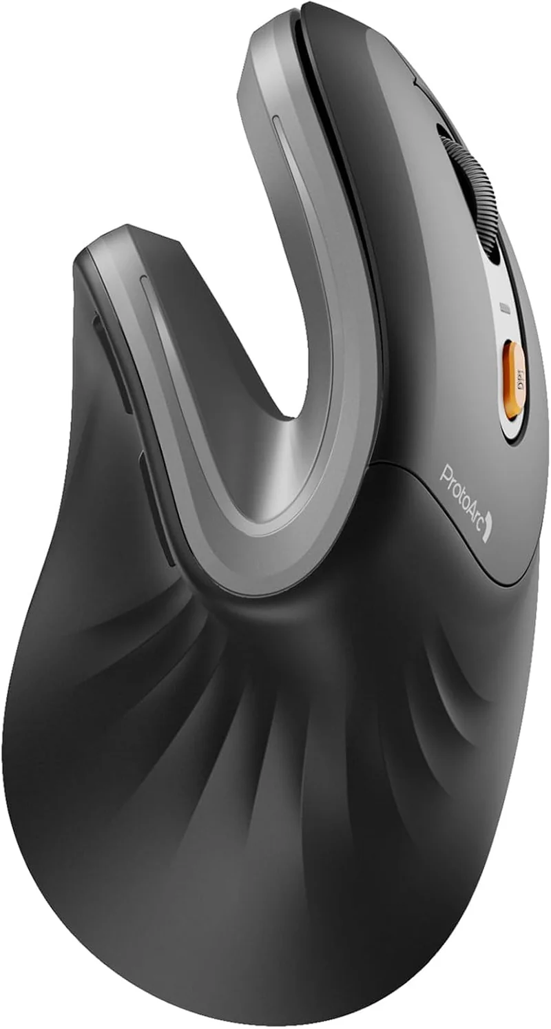 ProtoArc Ergonomic Mouse, EM11 NL Bluetooth Rechargeable Wireless Vertical Mouse, 3 Multi-Device Connectivity for Computer/PC/Laptop, 2.4GHz Optical Mice for Windows, Mac OS, Grey