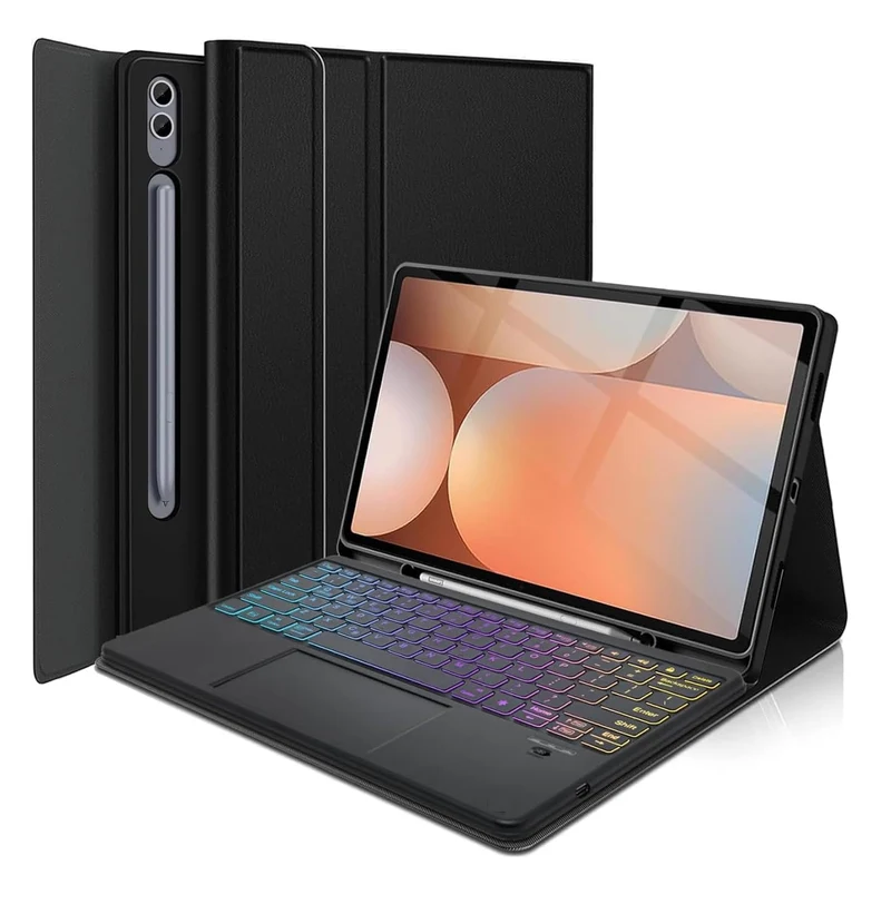 typecase Keyboard Case for Samsung Galaxy Tab S6 Lite (10.4 Inch) - 2024/2022/2020 with 7-Colors Backlit & Touch Trackpad, 3 Viewing Angles, Detachable Protective Bluetooth Keyboard Cover (Black)