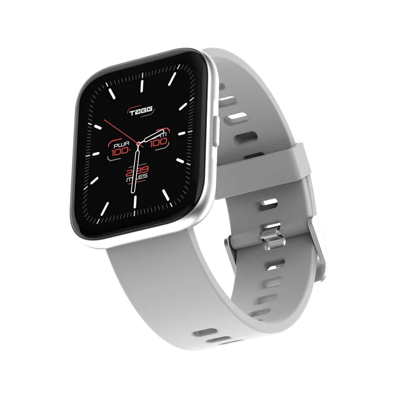 TAGG Verve MAX Smartwatch || 1.78'' Large Hi-Res Display || 24 Sports Modes, Waterproof || Heart-Rate, Blood Oxygen & BP Monitor || Live Watch Faces, in-App GPS, Calculator and Games || Silver Grey