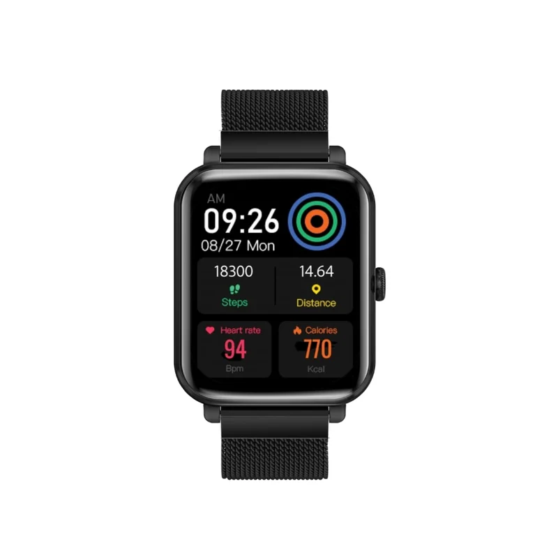 Promate ProWatch-M18 Fitness Smart Watch, 1.78� AMOLED Display, 240+ Media Storage, Bluetooth Calling, IP68 Water Resistance | 20 Days Battery Life, 37 Sports Modes, Real-time HR Tracking (Black)