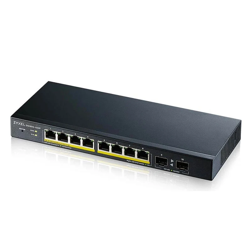 Zyxel GS1900-10HP Managed L2 Gigabit Ethernet (10/100/1000) Power over Ethernet (PoE) Schwarz
