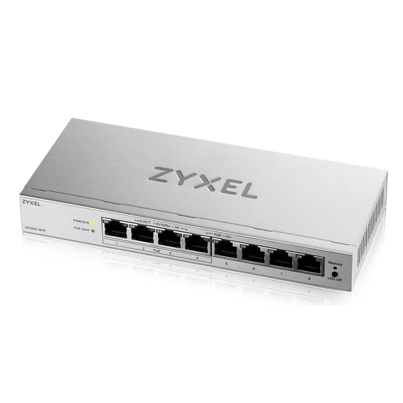 Zyxel GS1200-8HPV3 Managed L2 Gigabit Ethernet (10/100/1000) Power over Ethernet (PoE) Desktop