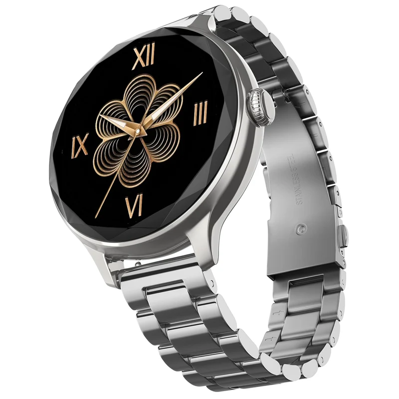 Noise Diva Smartwatch for Women with Diamond Cut Dial, Glossy Metallic Finish, AMOLED Display, New Metal Straps, 100+ Watch Faces, Female Cycle Tracker Smart Watch for Women