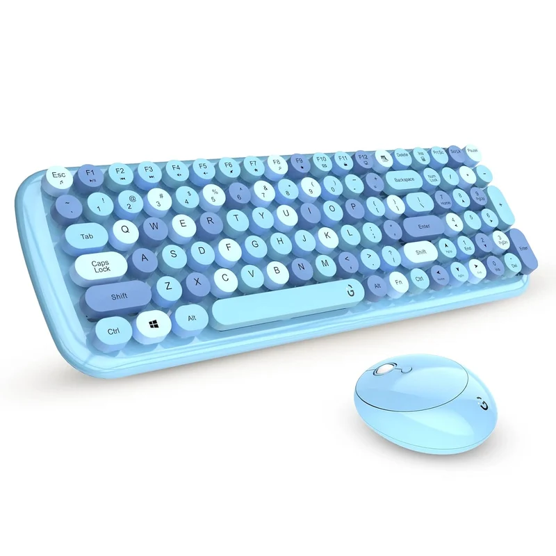 iGear KeyBee Retro Typewriter Inspired 2.4GHz Wireless Keyboard with Mouse Combo for Desktop/Laptop and Devices with USB Support, Single Nano Receiver, Round Keycaps, Cleaning Brush