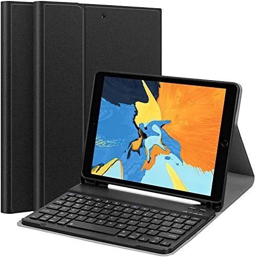 ABOUTTHEFIT iPad 10.2 9th 8th 7th Generation Keyboard Case - Smart Case with Wireless Keyboard Tablet Detachable Bluetooth Keyboard Stand Cover with Pencil Holder, Black