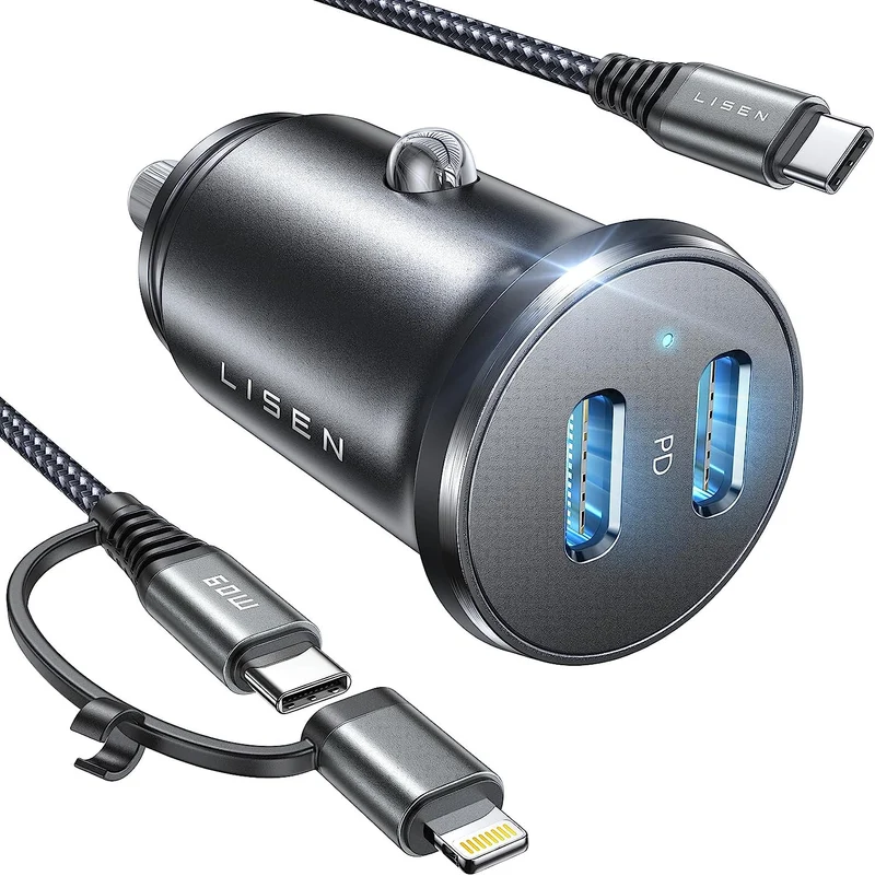 Lisen Dual USB-C Autoladegerät mit Kabel