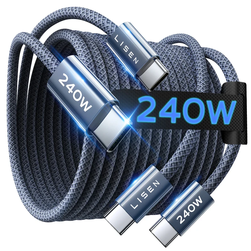 LISEN USB-C-zu-USB-C-Kabel, 240-W-Schnellladekabel (6,6 Fuß, 2er-Pack)