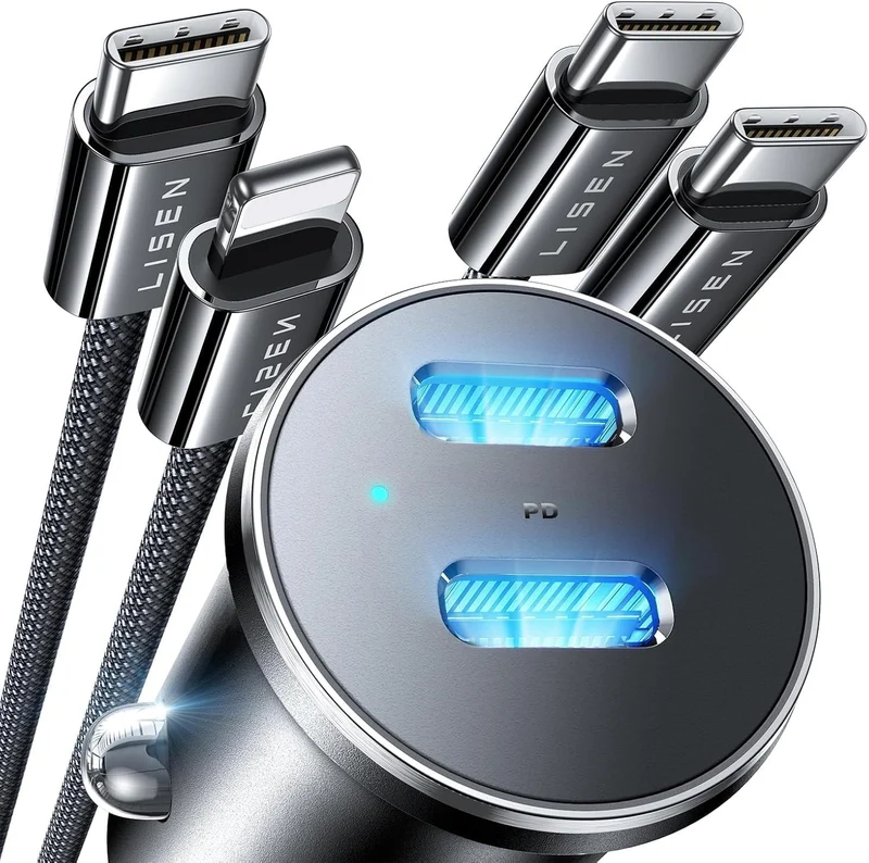 LISEN 90W USB-C Autoladegerät mit Schnellladefunktion für iPhone 17