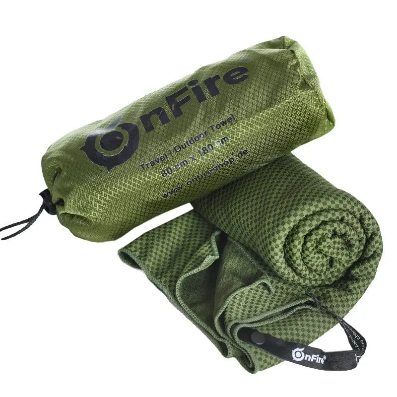 Großes Outdoor-Handtuch mit Bambus Aktivkohlefasern olive 80x180 cm