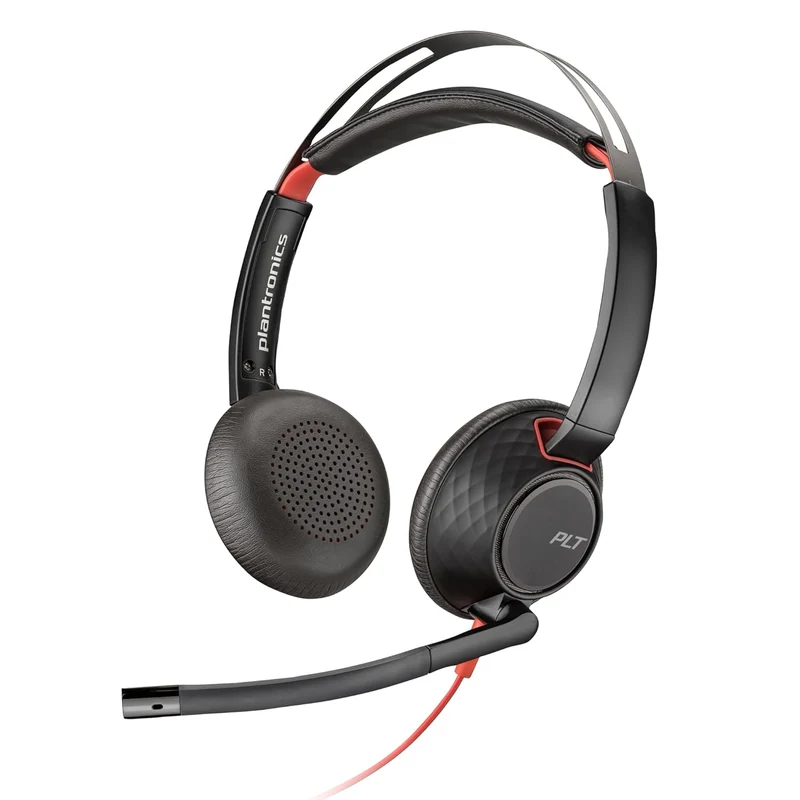 Poly (Plantronics) Blackwire 5220 Stereo Headset, Over-Ear w/Noise-canceling mic, 164g, Connect to Mobile/Tablet via 3.5 mm and PC via USB-C/A, Dynamic EQ, Hi-Fi Stereo, Black, 7S4B3AA