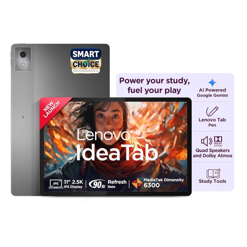 Lenovo Idea Tab Smartchoice |11" Display, 2.5K Resolution, 90Hz Refresh|8GB RAM, 256GB ROM| MediaTek Dimensity 6300| 7040mAh| Luna Grey