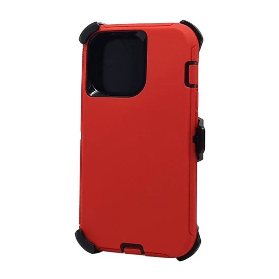 Defender Case w/ Clip For iPhone 16 Plus (red)