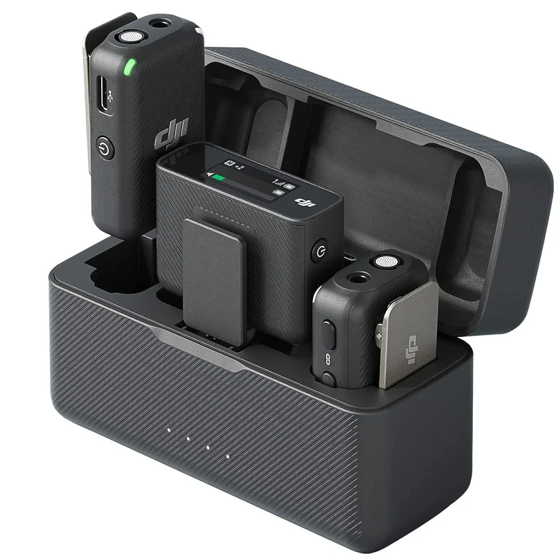 DJI Mic - Wireless Microphone System, Compact and Portable Wireless Mic Lavalier with Dual-Channel Recording