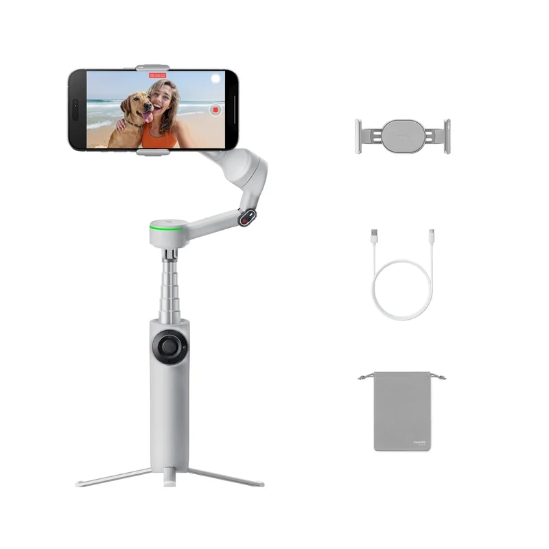 Insta360 Flow 2 Pro - AI Tracking Phone Gimbal, 200+ App Tracking with DockKit, Multi-Person Tracking, 360º Pan Tracking, Built-in Tripod/Selfie Stick, iPhone/Android Portable Stabilizer