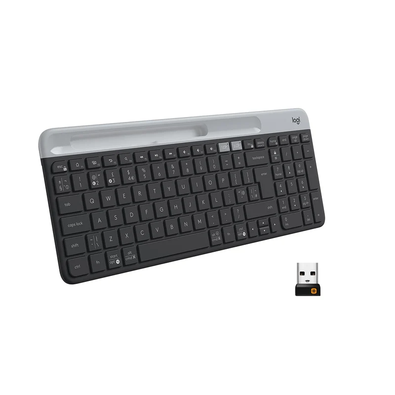 Logitech K580 Slim Multi-Device Wireless Keyboard – Bluetooth/Receiver, Compact, Easy Switch, 24 Month Battery, Win/Mac, Desktop, Tablet, Smartphone, Laptop Compatible