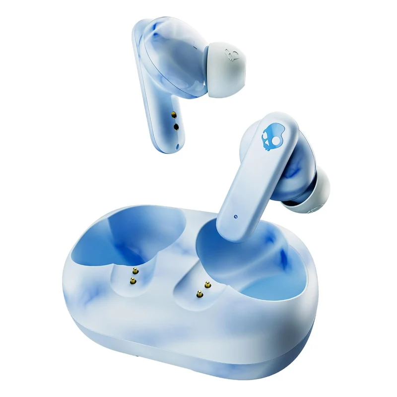 Skullcandy EcoBuds in-Ear Wireless Earbuds, 8 Hr Battery, Battery-Free Charging Case, Microphone, Works with iPhone Android and Bluetooth Devices - Glacier