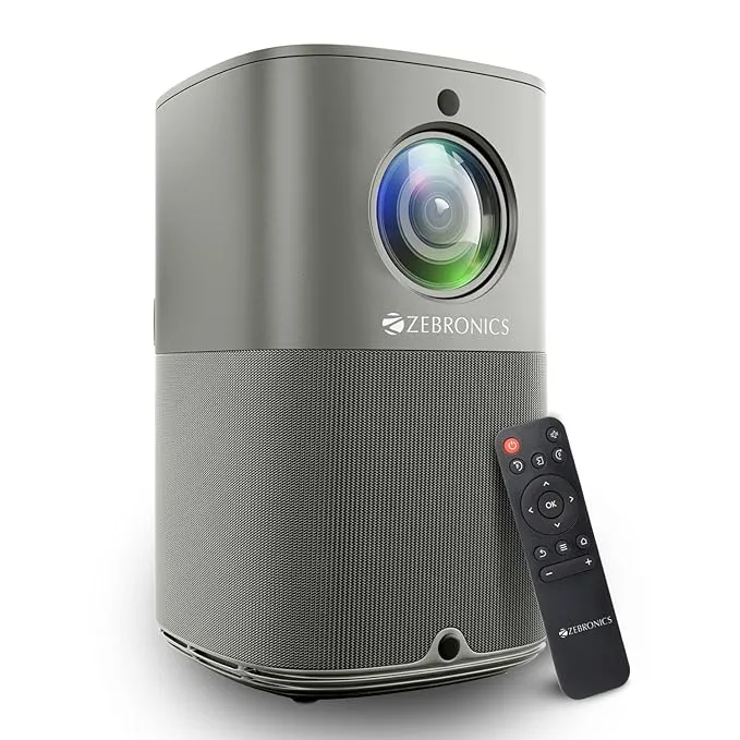 ZEBRONICS PIXAPLAY 18, Smart Vertical Projector, 3800 Lumens, 4K Support, Dolby Audio, 200 inch Screen Size, HDMI, USB, WiFi, Supports Bluetooth, 1080p Native, Electronic Focus, APP Support, Miracast