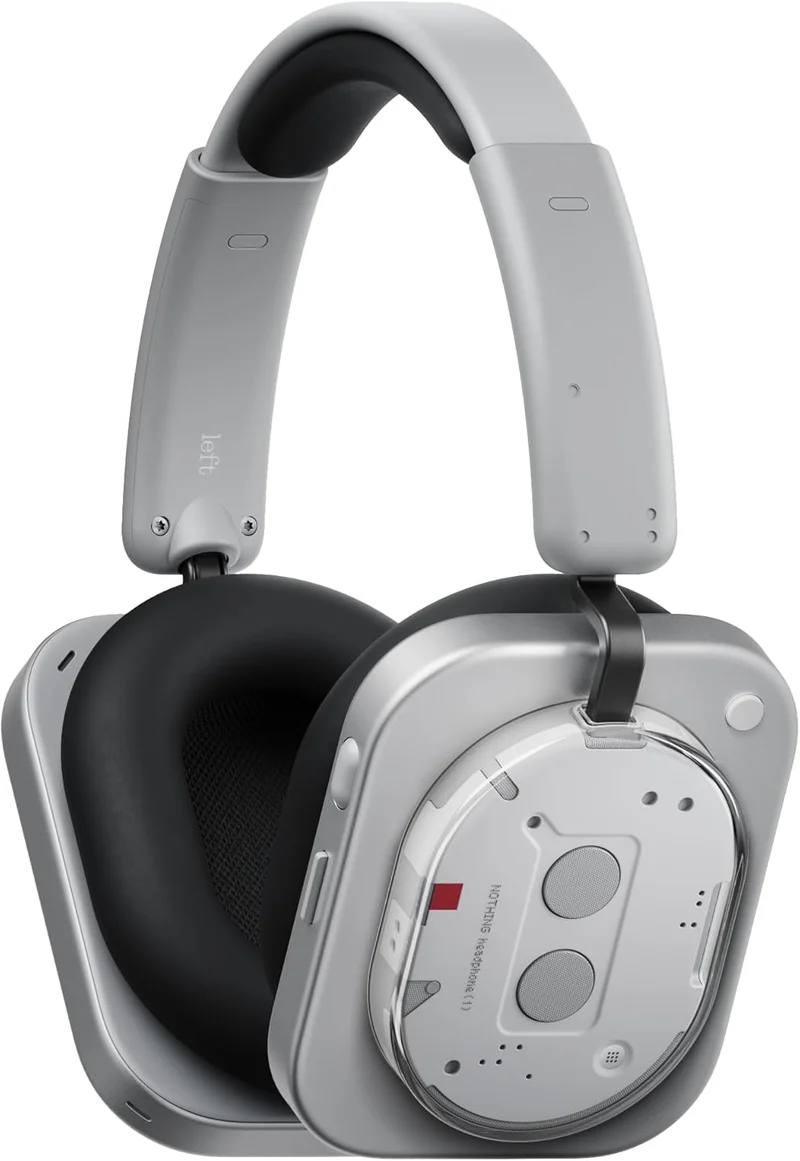 Nothing Headphone (1) Hybrid Active Noise Cancelling Headphones, Wireless Over-Ear Headphones with 6 Mics, 80Hrs Playtime, Hi-Res Audio, KEF-Tuned, Spatial Sound, Comfort Fit & Fast Charging White