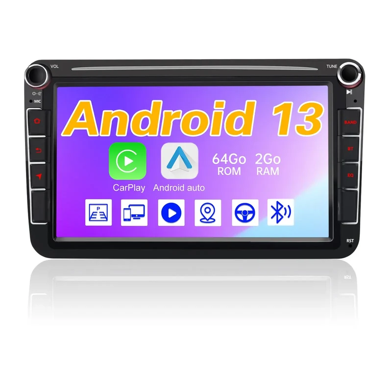 AWESAFE Autoradio Android 13 pour NW Golf 5 Golf.6 Skoda Seat Construit en Carplay intégré/Android Auto SWC GPS Bluetooth WiFi RDS FM Radio