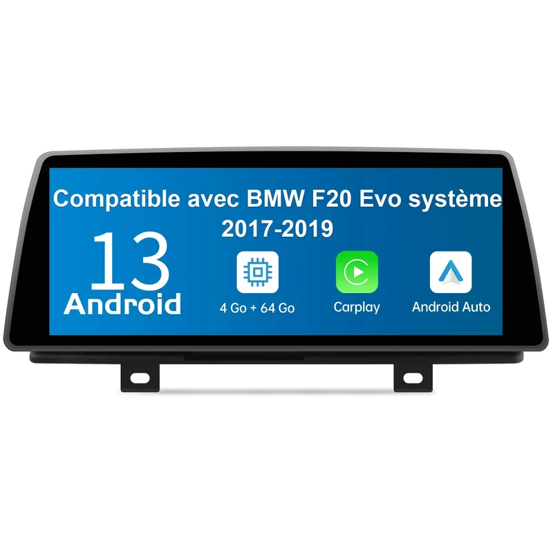 AWESAFE Radio Android pour BMW F20 EVO (2017-2019) Construit en Carplay intégré/Android Auto SWC GPS Bluetooth WiFi RDS FM Radio