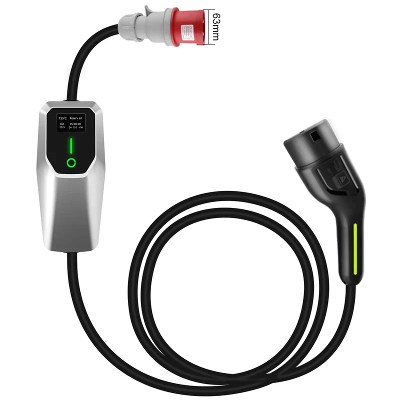 AWESAFE Tragbares Level 2 EV-Ladegerät (480 V, 32 A) mit 20 Fuß Ladekabel NEMA 6-20 5-15 für alle J1772 Elektrofahrzeuge