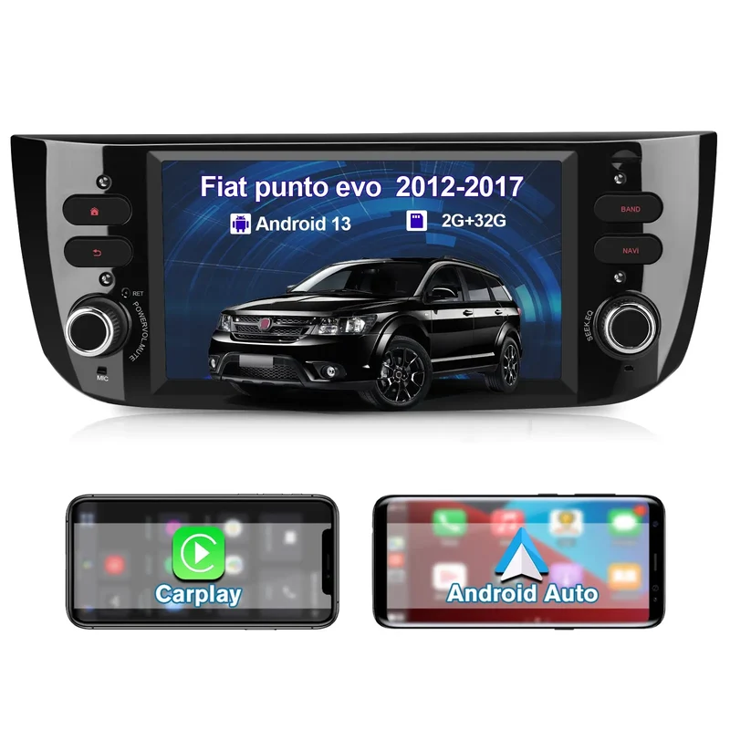 AWESAFE Android 13 Autoradio 2+32GB per Fiat Punto Evo (2012-2017), Bluetooth/Wireless CarPlay&Android Auto/WIFI /GPS/ FM /RDS